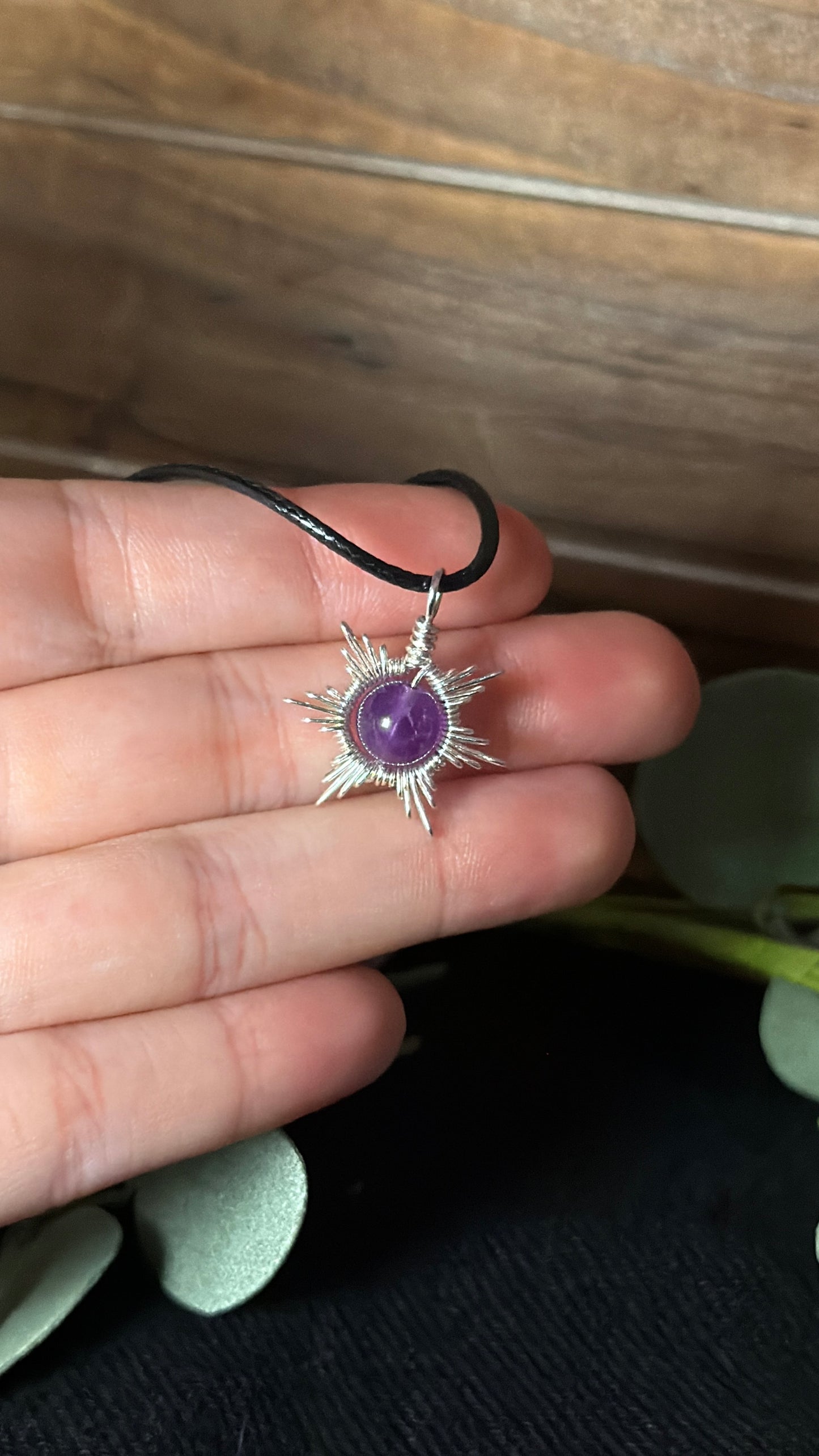 Amethyst Star/Snowflake Wire-Wrapped Pendant