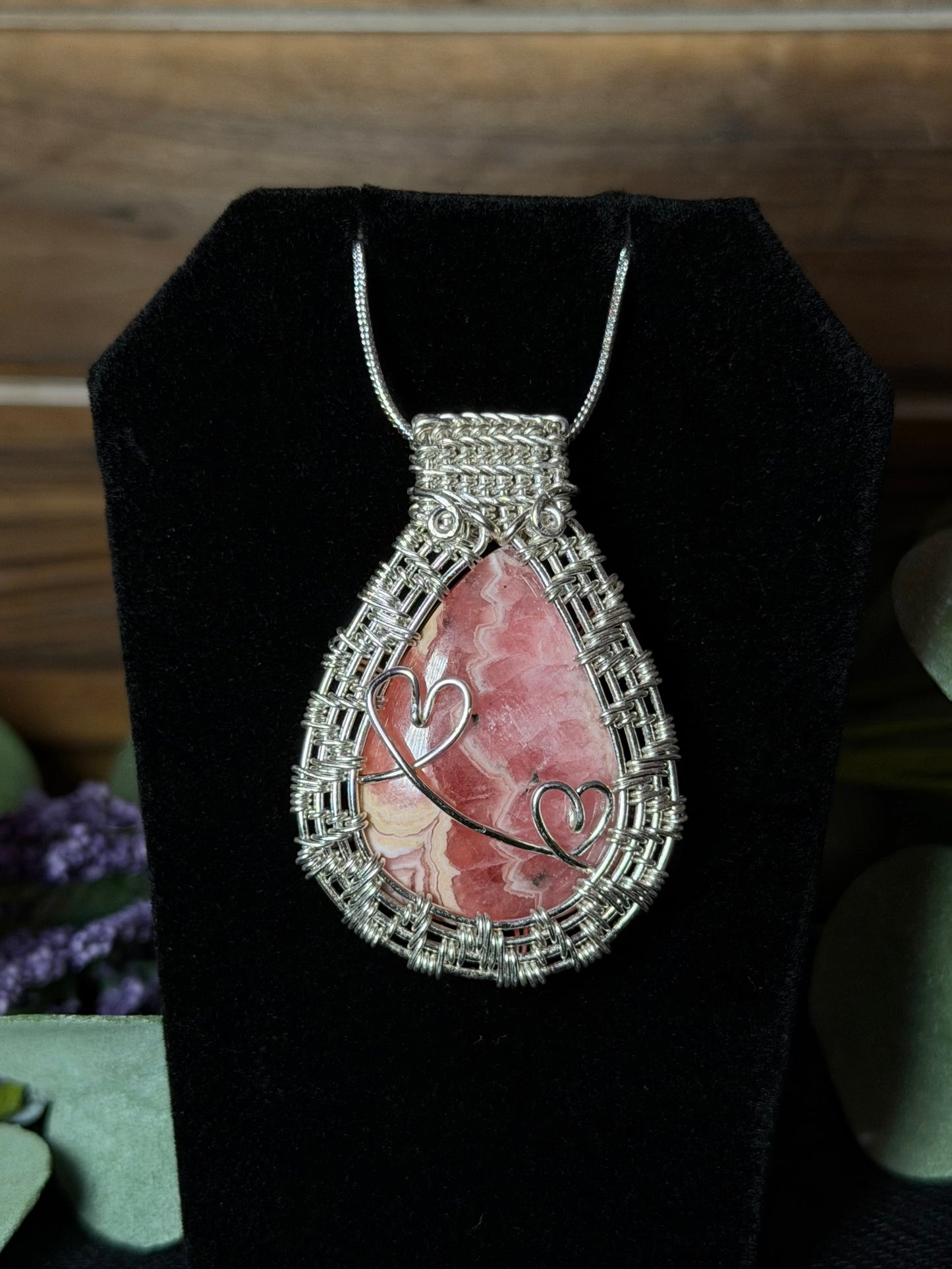 Rhodochrosite Wire-Wrapped Pendant
