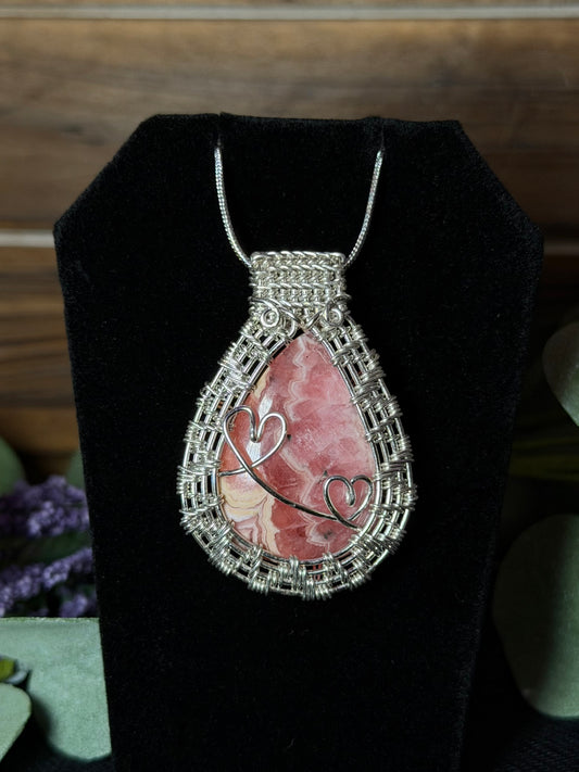 Rhodochrosite Wire-Wrapped Pendant