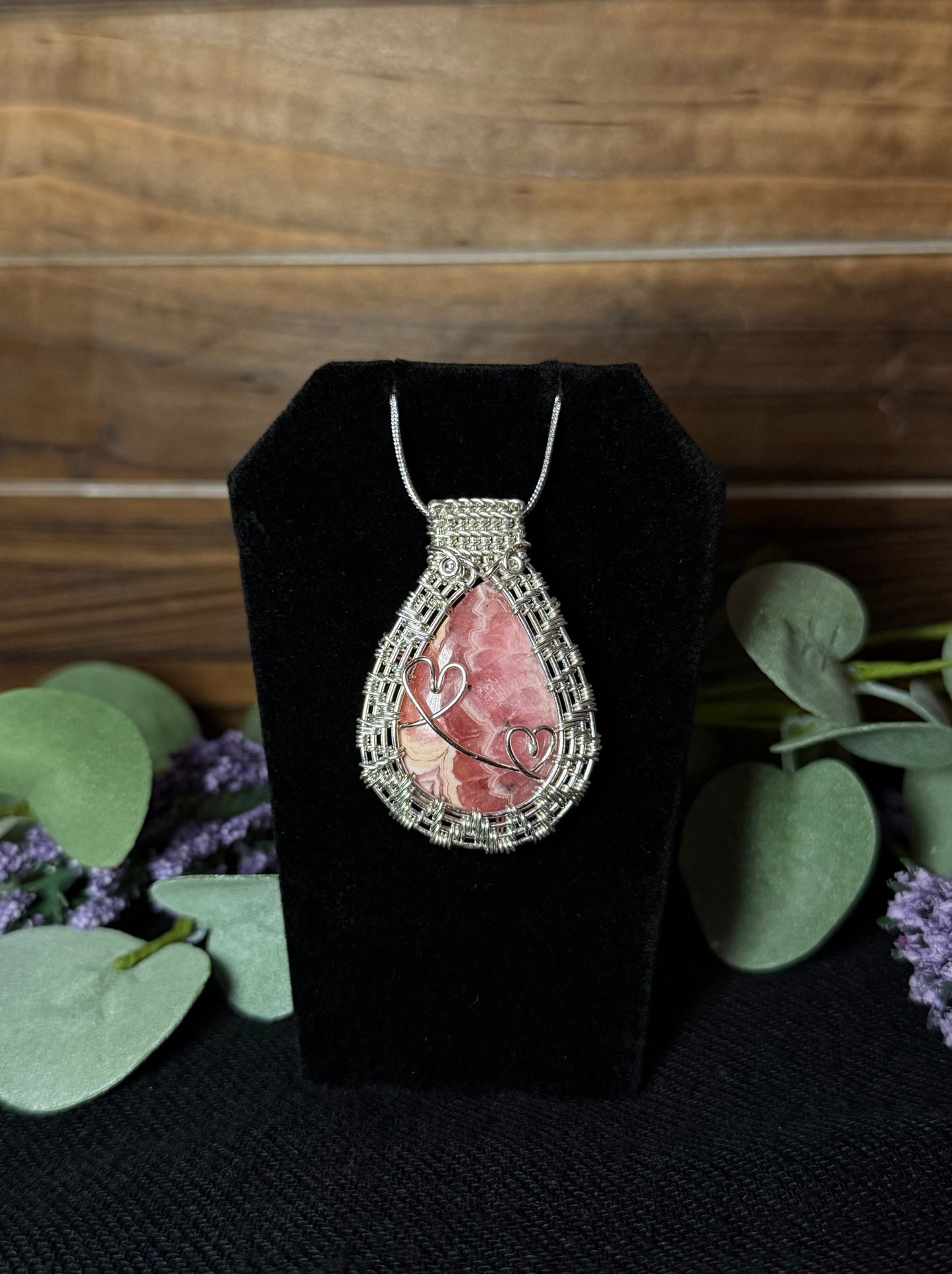 Rhodochrosite Wire-Wrapped Pendant