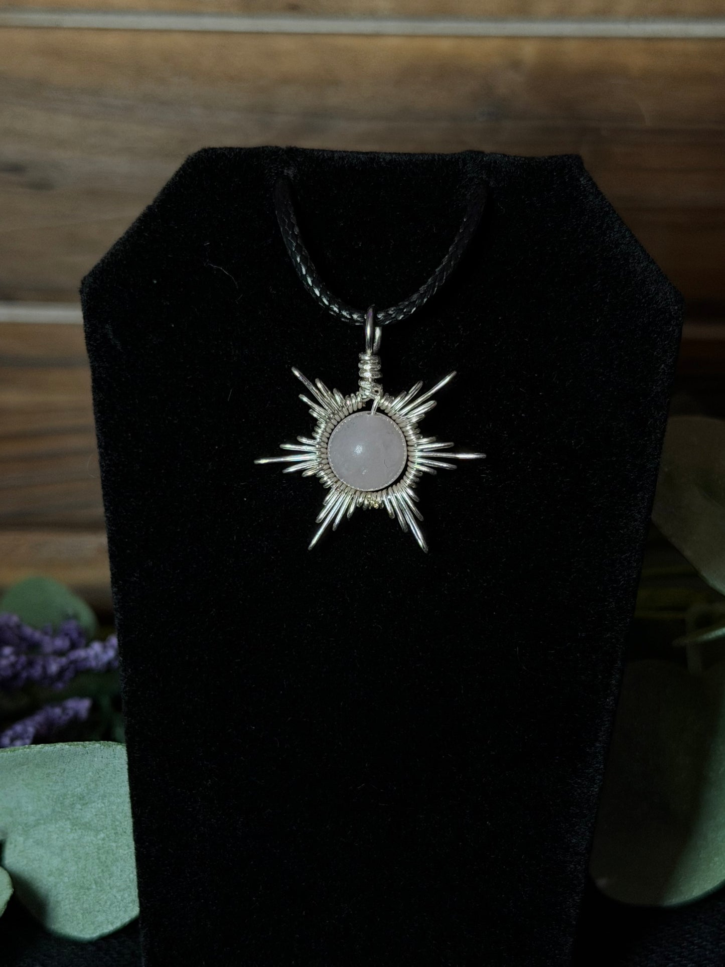 Rose Quartz Star/Snowflake Wire-Wrapped Pendant