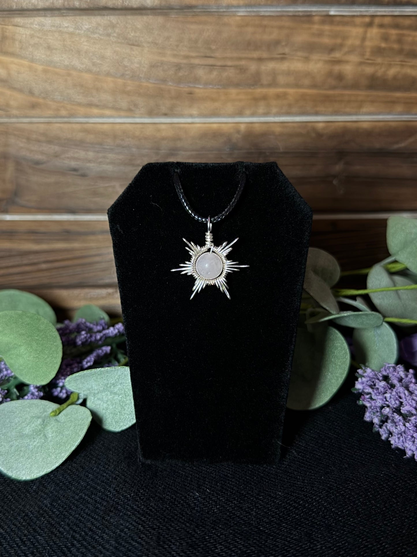 Rose Quartz Star/Snowflake Wire-Wrapped Pendant